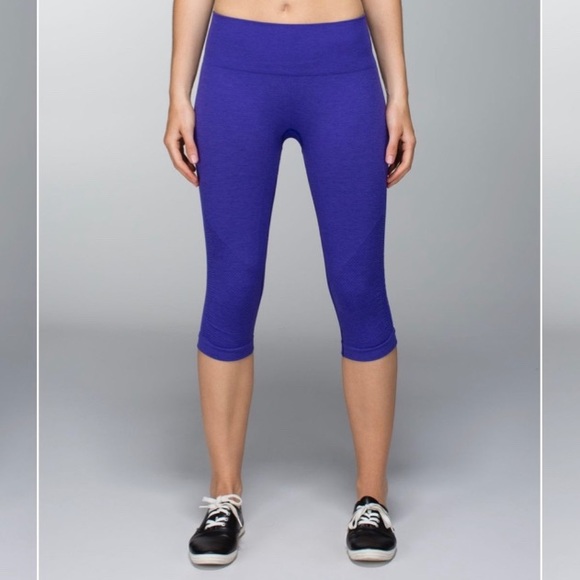 LULULEMON In The Flow II Crop Purple Leggings 6 - Picture 2 of 12